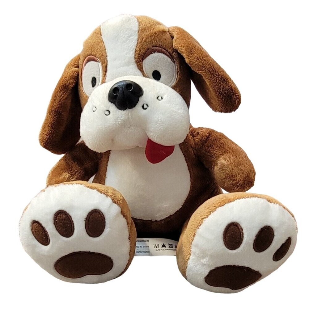 Aurora Brown & White Puppy Dog Plush Stuffed Animals Red Tongue 8.5" Toy
